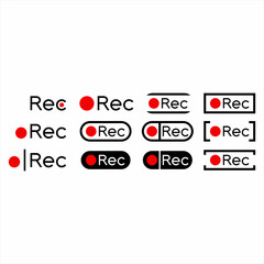 Rec, recording sign, red panel. vector illustration