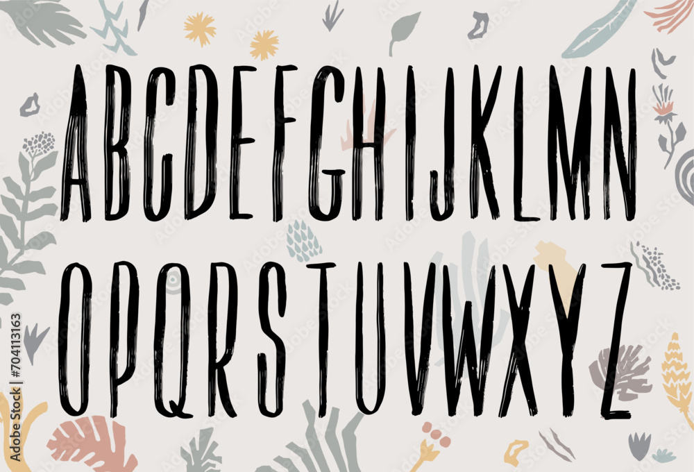 Fototapete grunge vector alphabet with capital letters. black dirty textured font. typographic distressed font 