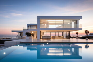 Modern luxury villa with infinity pool and sea view