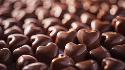 Fototapeta premium Close up of chocolate candy hearts, for Valentine's Day. Graphic banner