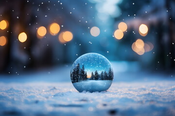christmas ball on the snow