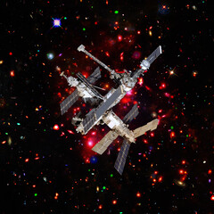 Spaceship above the earth. The elements of this image furnished by NASA.