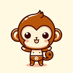 Monkey cute illustration with anime style