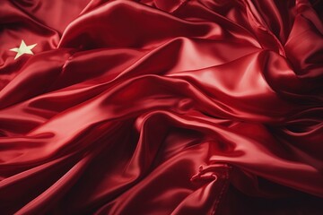 Obraz premium Red silk fabric with a single golden star