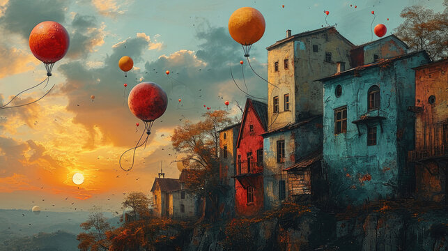 Happiness Aloft: Balloons and Golden Whimsy