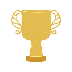 Gold Cup winner prize sports competitions games. Carved handles. Trophy cup of the champion. Vector illustration.