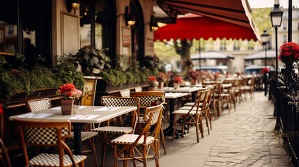 Fototapeta na wymiar Parisian Sidewalk Cafe Ambiance