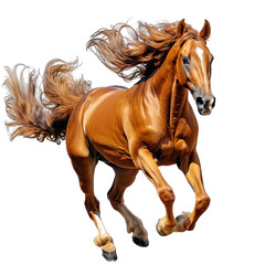 Energetic Chestnut Horse in Motion with Wind in Mane