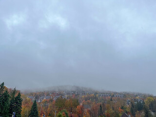 Foggy mountains in fall