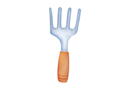 watercolor garden fork with wooden handle clip art preview