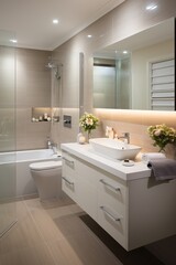 Fototapeta na wymiar A Luxurious Bathroom With Modern Design