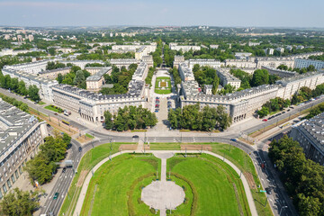 Aerial view of the Nowa Huta district in Krakow, Poland - obrazy, fototapety, plakaty