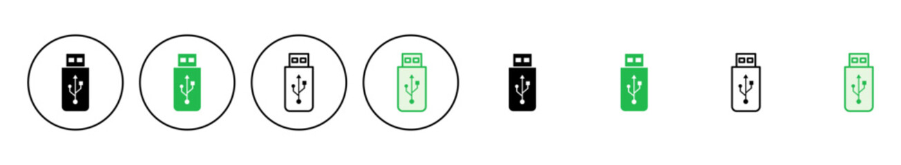Usb icon set. Flash disk icon vector