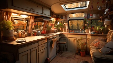 Cozy Kitchen in a Camper Van