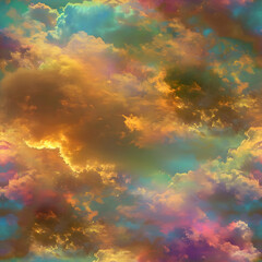 Fototapeta na wymiar Assorted intensely iridescent rainbow-chromed clouds. Rainbow sky background. High-resolution
