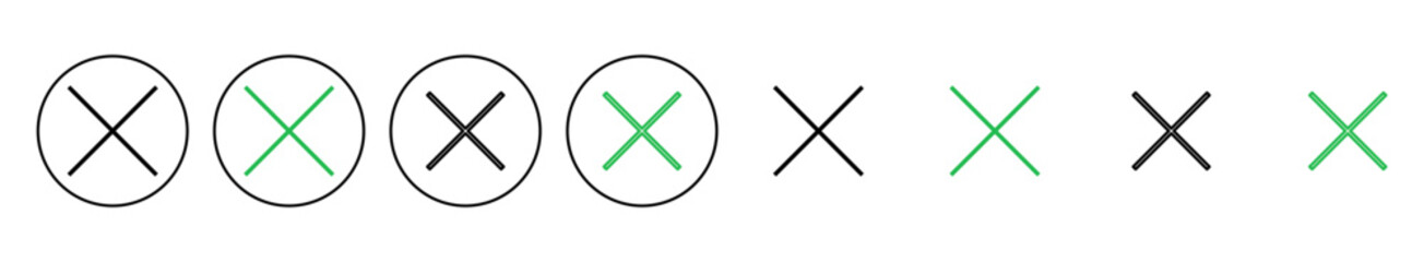 Close icon set. Delete icon vector. cross sign