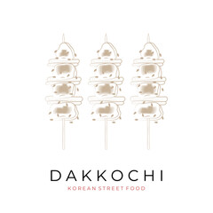 Simple line art Dakkochi Dak-kkochi Chicken Skewer Vector Illustration Logo 