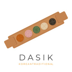 Vector illustration of a traditional Korean cake dasik pressed using a mold