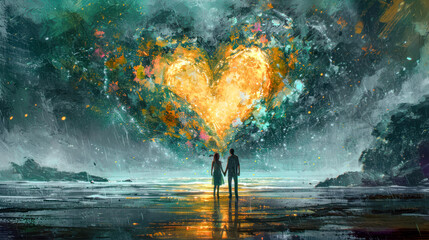 Valentins Day 2024 Eternal Love Illustration Greeting Card Wallpaper Digital Art Magazine Background Poster Cover	

