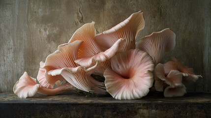 Pink oyster mushrooms - obrazy, fototapety, plakaty