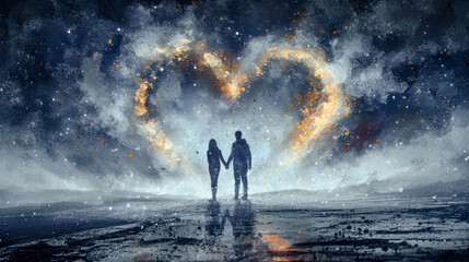 Valentins Day 2024 Eternal Love Illustration Greeting Card Wallpaper Digital Art Magazine Background Poster Cover	
