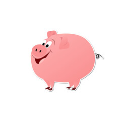 Free vector cute pig with pink skin on white