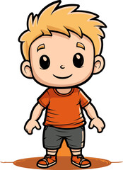 Energetic Boy in Vector Design Vector Illustration of a Curious Boy