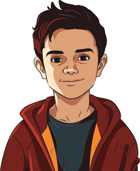 Vector Drawing of a Lely Boy Cheerful Expressions Boy Vector