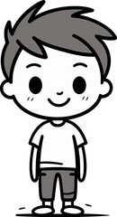 Vector Drawing of a Spirited Youngster Cheerful Moments Boy Vector Portrait