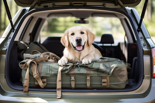A Golden Retriever in the Back of an SUV