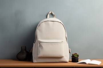 A blank white backpack