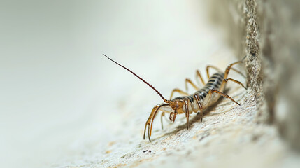 Obraz na płótnie Canvas House centipede crawling on a wall