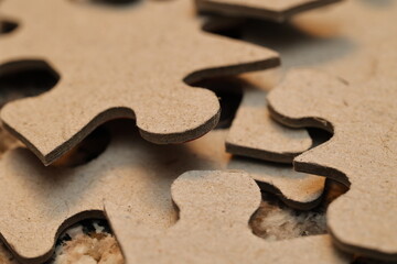 Close-up of interlocking puzzle pieces