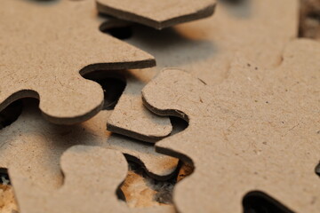 Close-up of jigsaw puzzle pieces