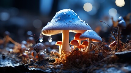 Mushroom plant background photo realistic - obrazy, fototapety, plakaty
