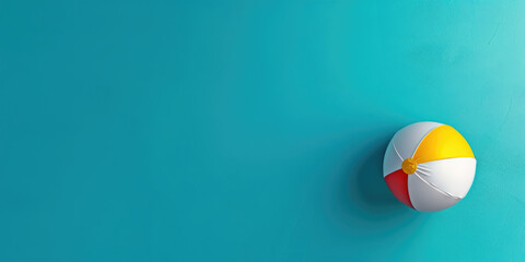 Turquoise banner with a beach ball on the side with space for copy space.