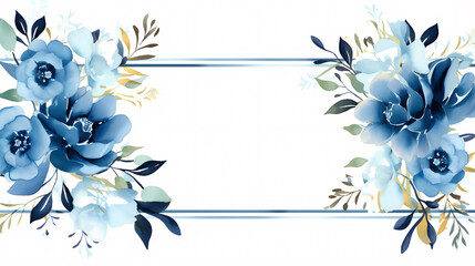 Fototapeta premium Floral frame with watercolor flowers, decorative flower background pattern, watercolor floral border background