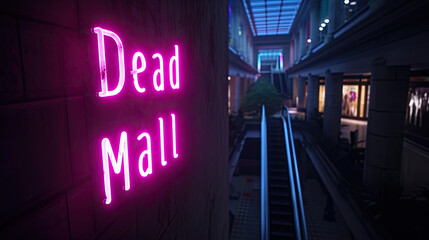 Obraz premium Dead Mall written on a neon sign at night