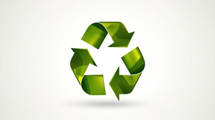 Obraz premium A clean and simple image featuring a prominent green recycling sign against a pristine white background, highlighting the concept of eco-friendly practices.