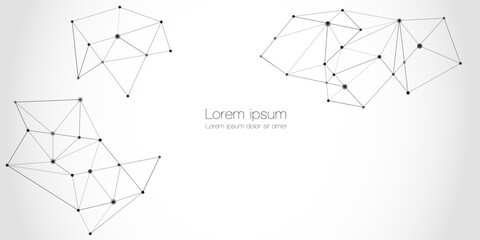 Abstract technology Network nodes, digital connection background with polygonal shapes on white Vector. science technology, data structure, connected points, web.