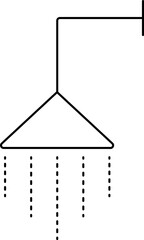 Fototapeta na wymiar Simple shower icon black line. Editable stroke, pixel perfect vector sign of triangular water sprinkler