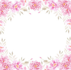 Pink Rose Watercolor Flower Frame