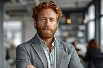 Obraz premium Handsome businessman standing in the office