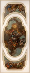 Foto op Canvas TREVISO, ITALY - NOVEMBER 4, 2023: The painting of Glory of Virgin Mary with the Holy Trinity and saints on the ceiling in the church Chiesa di San Gaetano by unknown artist.  © Renáta Sedmáková