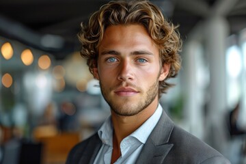 Handsome businessman standing in the office