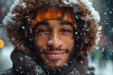 Portrait of a man in winter