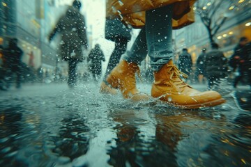 Fototapeta premium People crossing at a crosswalk 