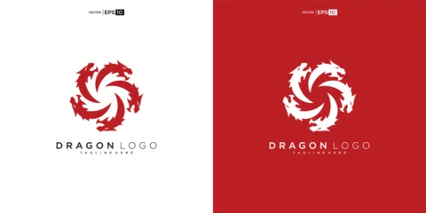 Foto op Canvas dragon silhouette logo design. Dragon vector illustration © nurvika