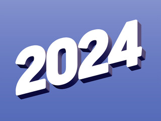 2024 Year, Bold 3D Lettering Banner Design, Vibrant and Neon Colors, Typography, Grey Gray Blue Pastel Color 