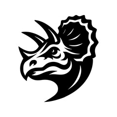 Vector logo of a triceratops head. Professional black and white logo of the jurassic era. Icon for dinosaur. © Rifqi Chandra